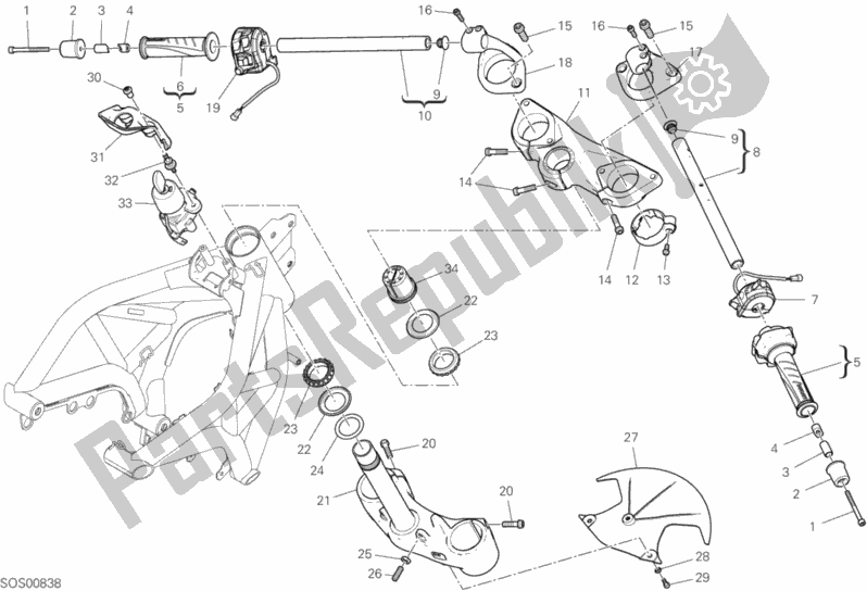 Todas as partes de Guiador E Controles do Ducati Supersport S 937 2019